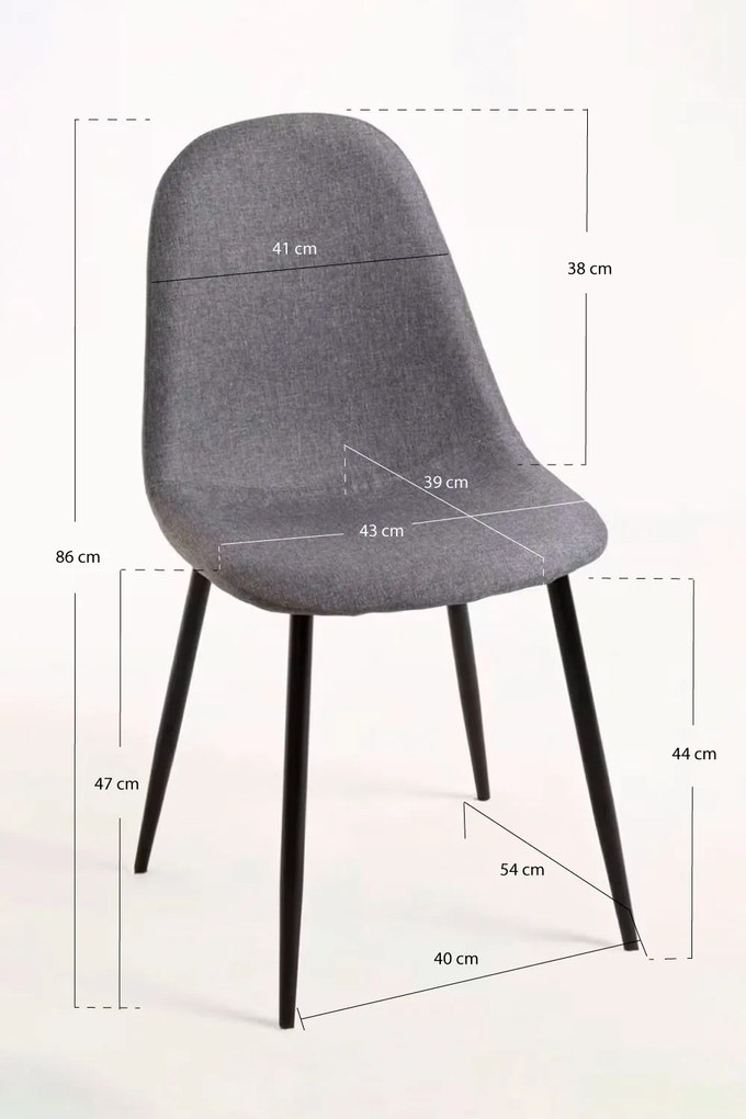 Zestaw 4 Krzese Teok Black Tkanina