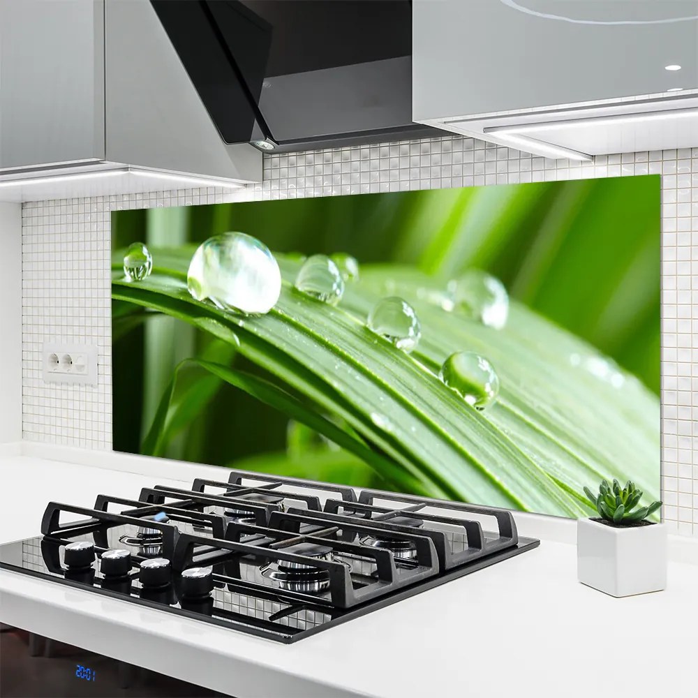 Szkło do Kuchni na Ścianę Kropla Rosy W Makrofotografii