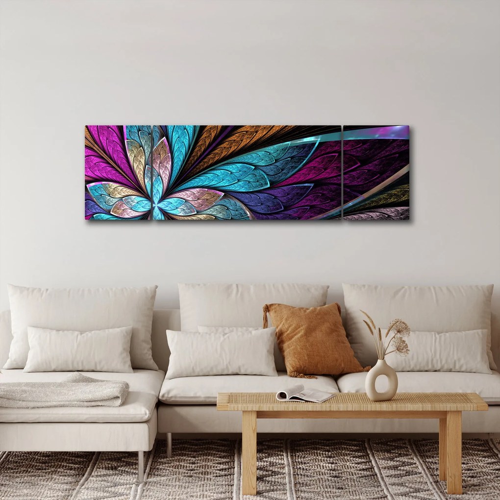 Obraz - Abstrakcja, kwiat (170x50 cm)