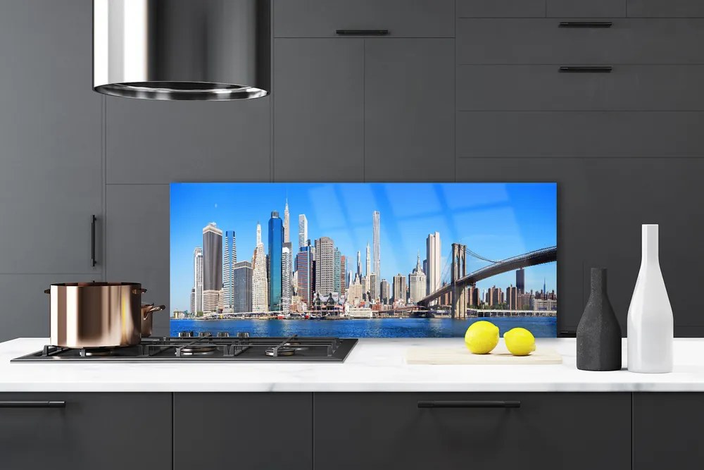 Panel Kuchenny Sylwetka Mostu Nad Rzeką