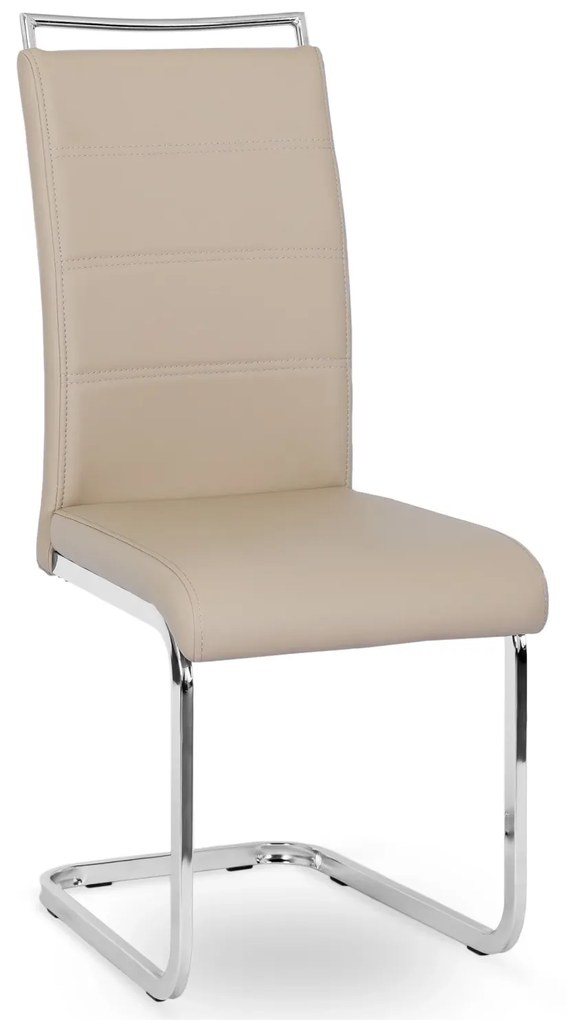 Krzesło Tapicerowane do Jadalni LOCA Beżowe Na Płozach Ekoskóra Nowoczesne