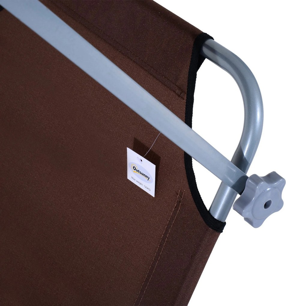 Outsunny Leżak ogrodowy składany z daszkiem przeciwsłonecznym na plażę brązowy 187x58x36 cm | Aosom PL