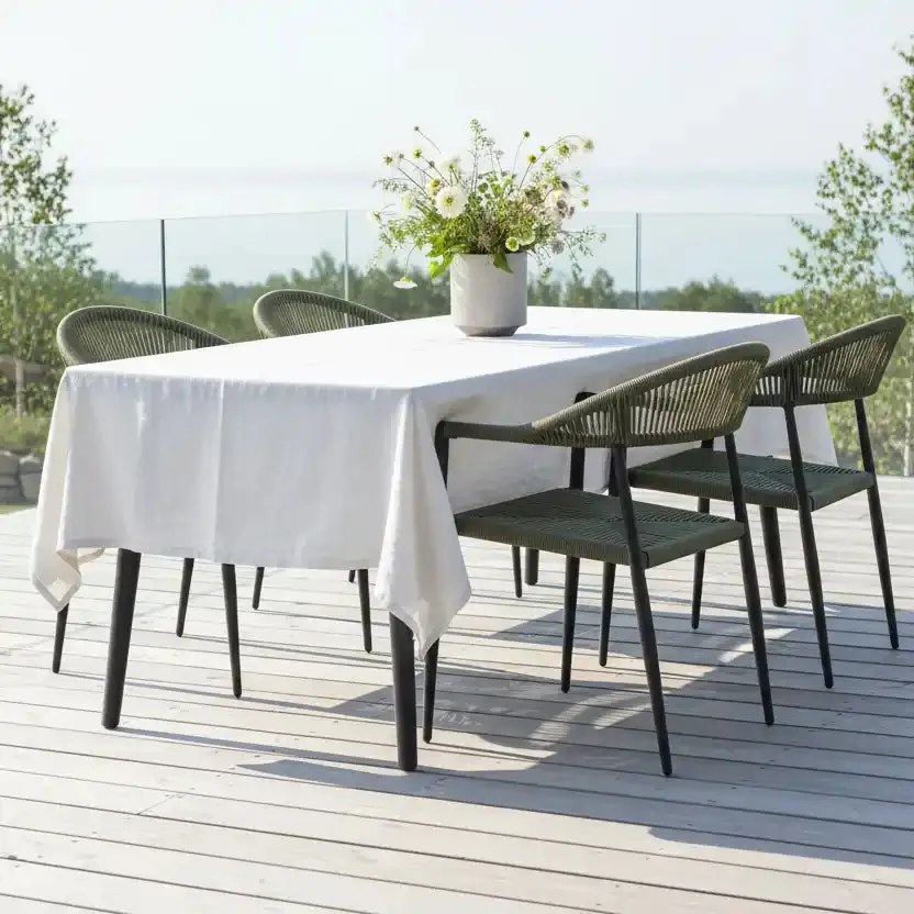 Krzesło Ogrodowe Grafitowe 56x60x78 cm Plecione Zielone Sznurki Nowoczesne