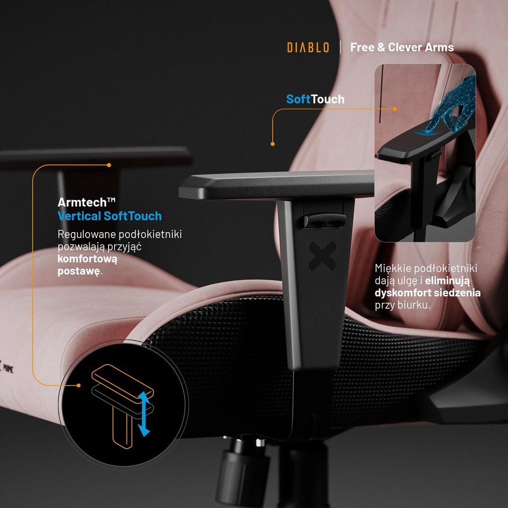 Fotel gamingowy Diablo X.One Prime, Normal Size, Akira Pink