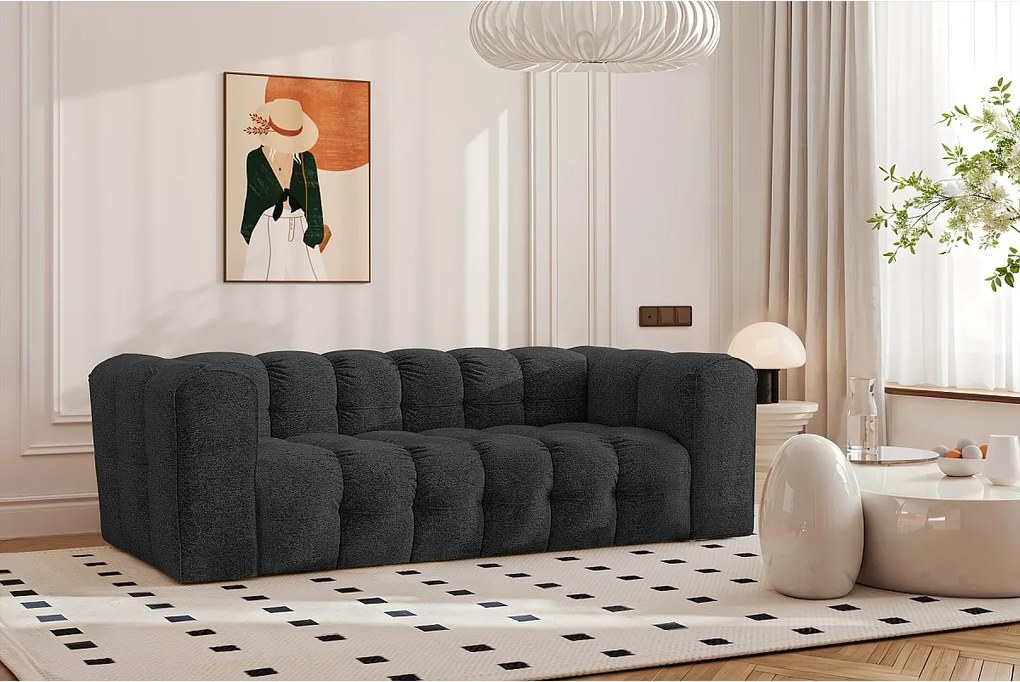 Sofa trzyosobowa BALOO, tkanina szenilowa + bukla, Grafitowy