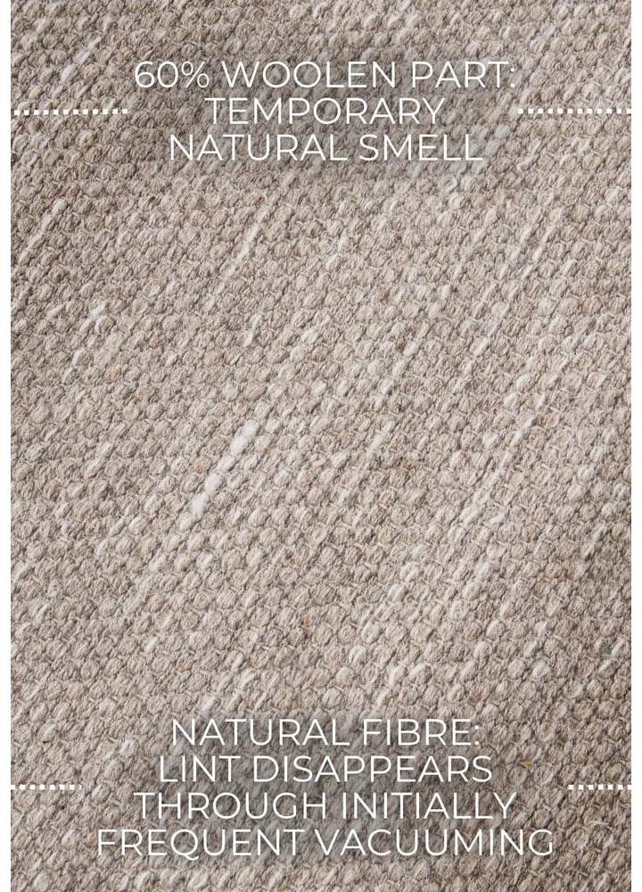 Beżowy chodnik z mieszanki wełny tkany ręcznie 80x200 cm Pradesh Linen White – Elle Decoration