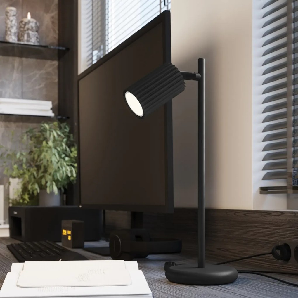 Lampa biurkowa KARBON czarna ryflowana SOLLUX  LIGHTING