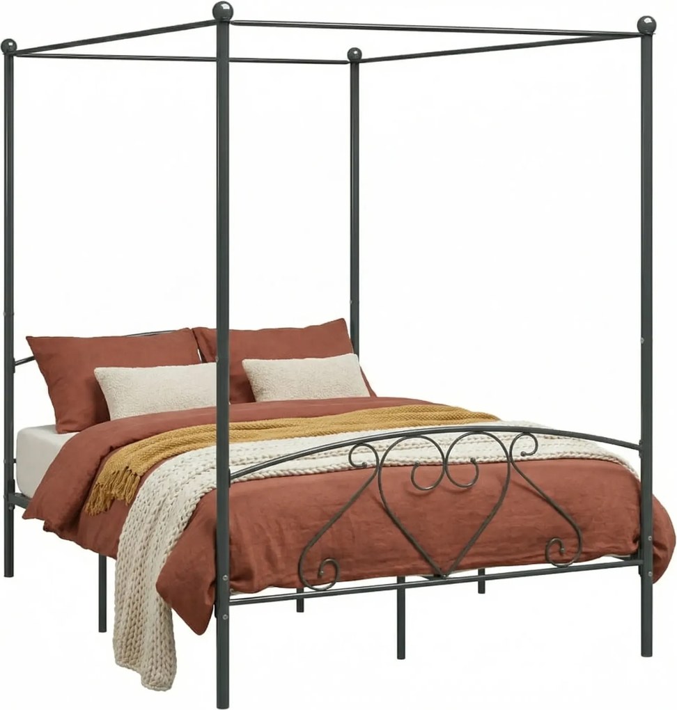 Szare metalowe łóżko 140x200 cm W8-B62