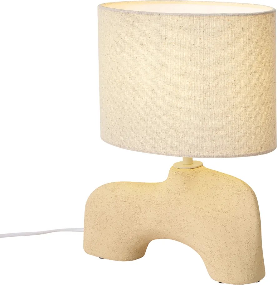 Lampa stołowa Wabi Sabi beżowa z lnianym abażurem 35cm - Florence