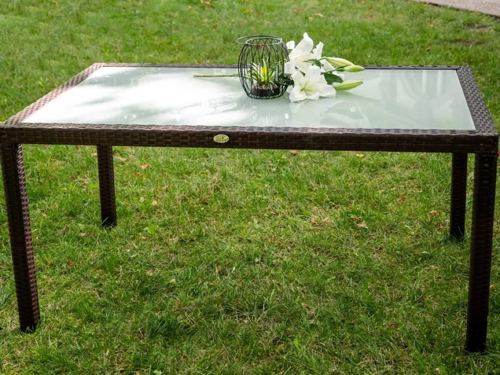 Stół ogrodowy z technorattanu 150 x 90 cm AVVICENTE brąz