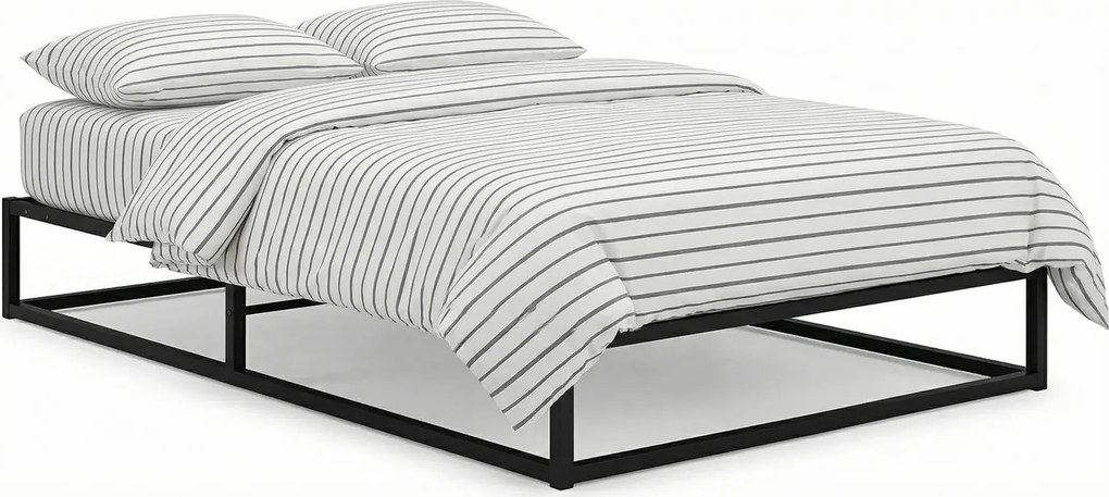 Czarne Metalowe Łózko W Stylu Industrialnym 100X200 Cm D3-A17