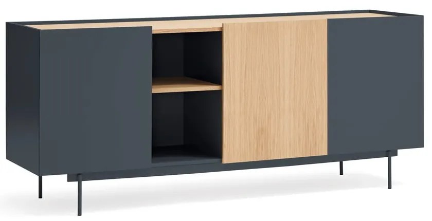 Antracytowo-naturalna niska komoda w dekorze dębu 180x78 cm Otto – Teulat