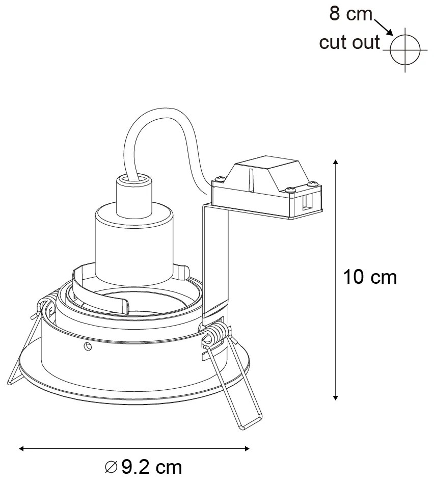 Zestaw 6 nowoczesnych reflektorów wpuszczanych Gunmetal GU10 50mm Okrągłe z możliwością przechylania - Chuck