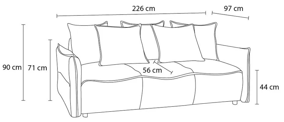 Ciemnoszara rozkładana sofa 226 cm Leon – Bobochic Paris