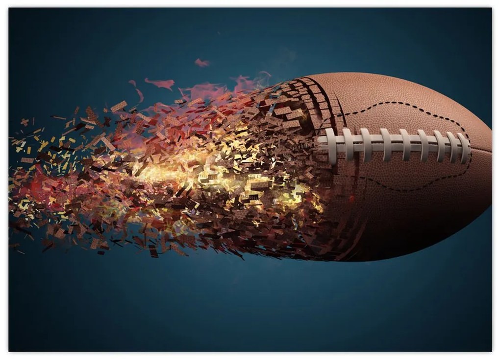 Obraz na szkle - Piłka do rugby w akcji (70x50 cm)