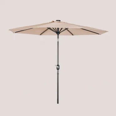 Parasol Ø270 Cm Z Oświetleniem Z Tkaniny I Stali Uzombras Lekki Róż Do Makijażu - Sklum