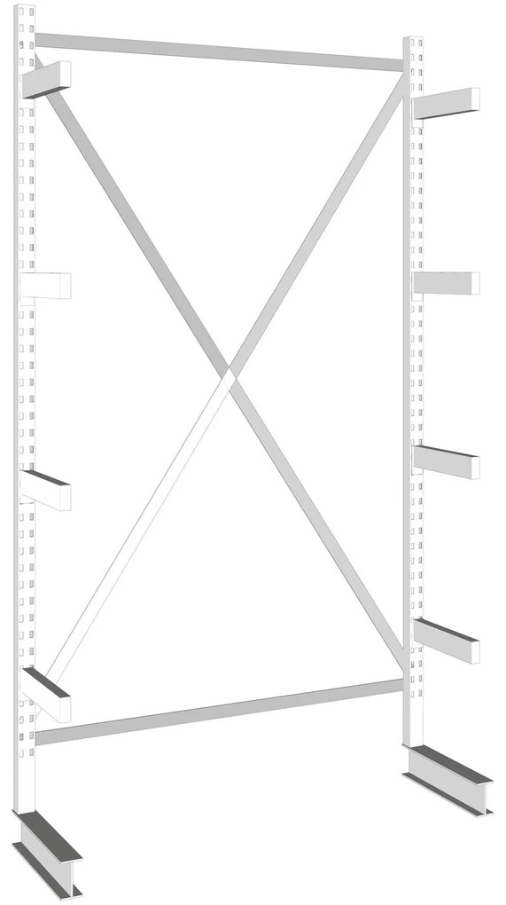 META Regał wspornikowy, jednostronny, 535 kg, 2500 x 1330 x 630 mm, podstawowy