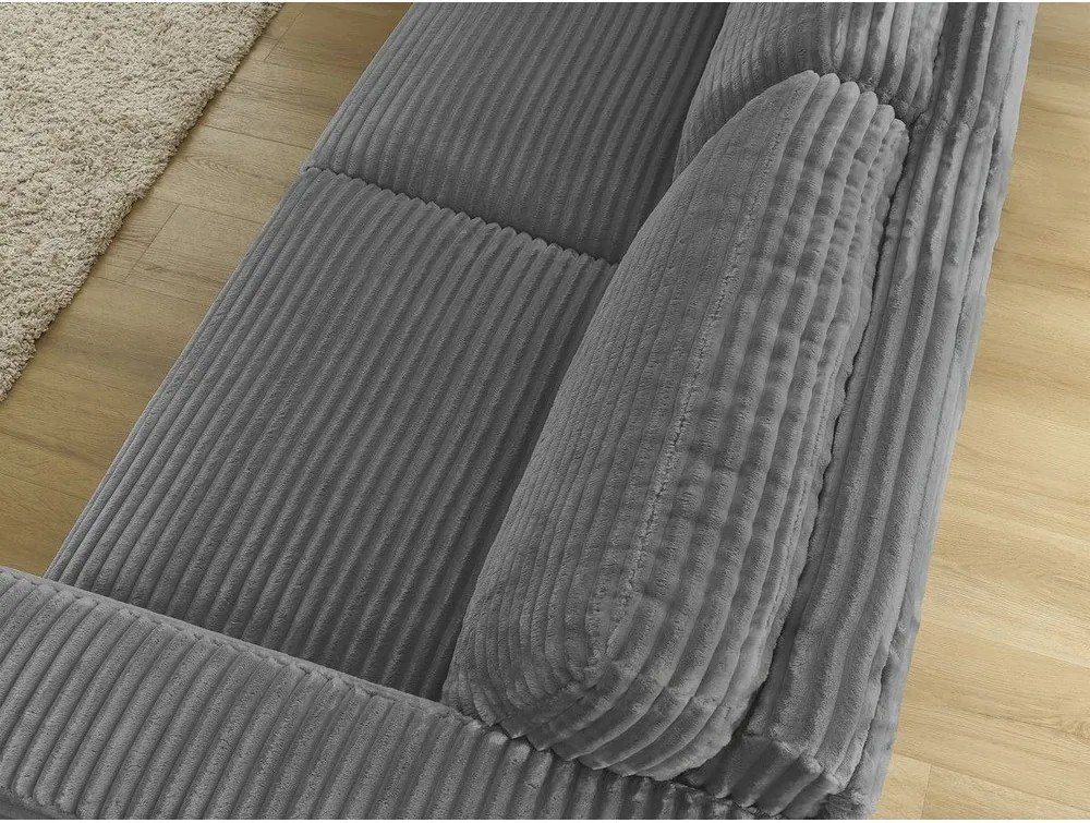 Ciemnoszara sztruksowa rozkładana sofa do spania 220 cm Hugo – Bobochic Paris