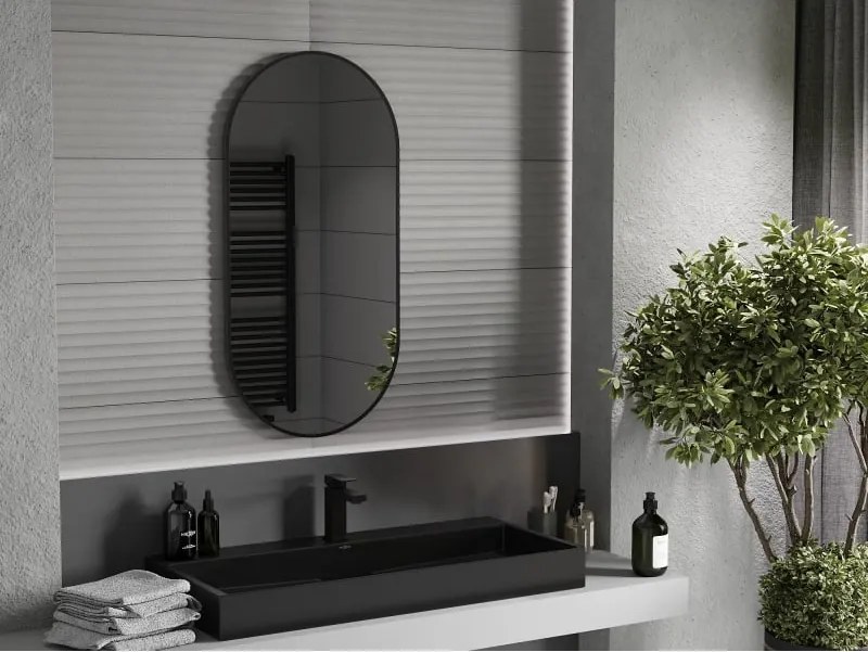 Mexen Loft lustro łazienkowe owalne 100 x 50 cm, rama czarna - 9851-100-050-000-70