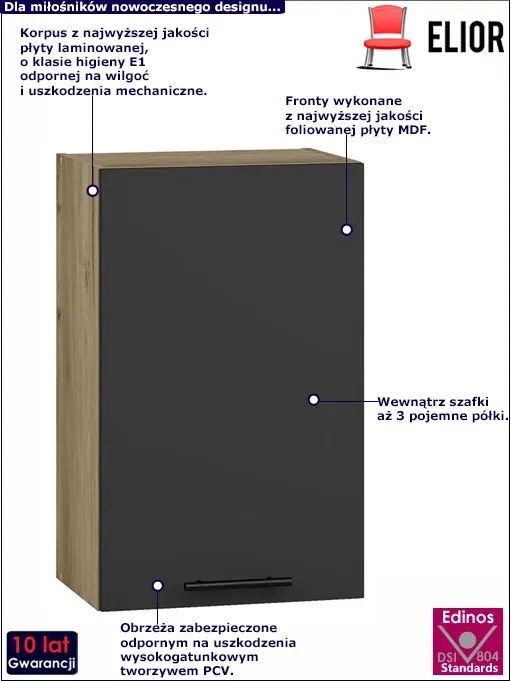 Kuchenna antracytowa szafka górna E5-S50