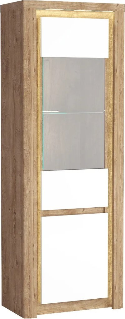 Witryna VARUS 197 x 70,5 cm, Stojąca witryna do Salonu, Biały
