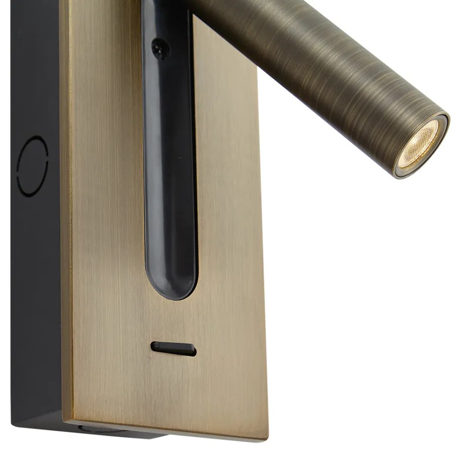 Nowoczesny Kinkiet / Lampa scienna w kolorze ciemnego brązu z diodą LED - Plaza Nowoczesny Oswietlenie wewnetrzne