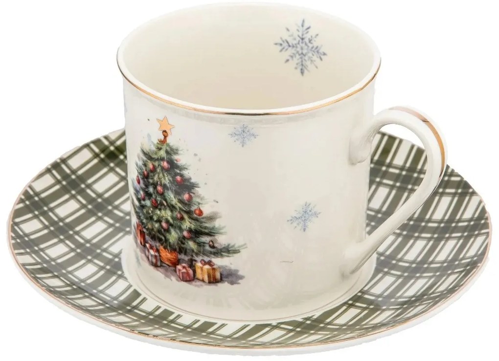 Altom Porcelanowa filiżanka z spodkiem ChristmasTree 260 ml