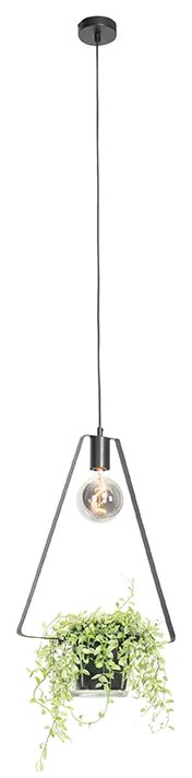 Nowoczesna lampa wisząca czarna ze szklanym trójkątem - Roslini Nowoczesny Oswietlenie wewnetrzne