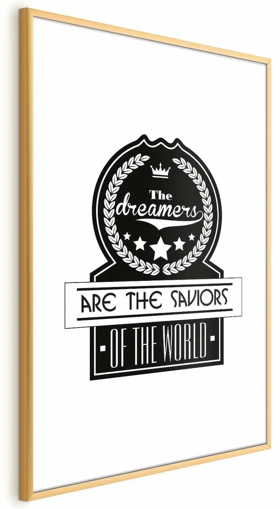 Plakat Dreamers 21x30 cm z ramą złotą z marginesem ARTGEIST B