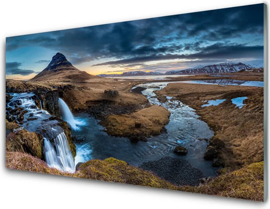 Szkło do Kuchni na Ścianę Potężny Nur Górskiego Wodospadu