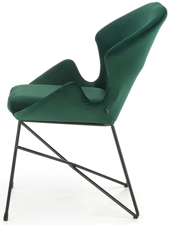 Zielone designerskie tapicerowane welurem krzesło - Anselm 2X