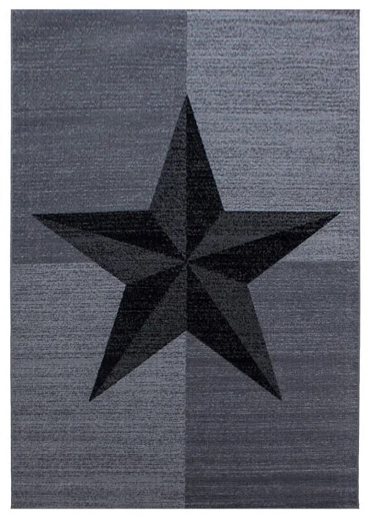 Dywan nowoczesny Plus Gwiazda szaro-czarny 140 cm x 200 cm