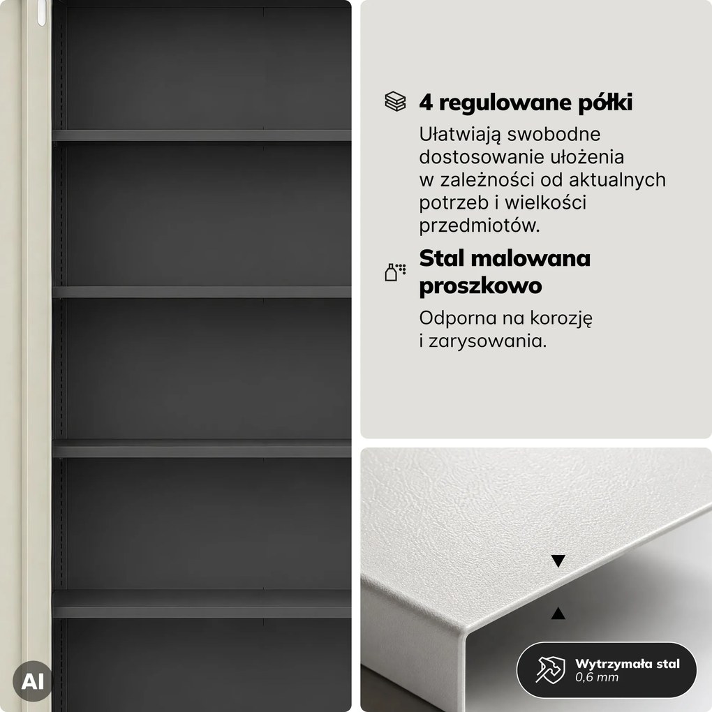 Szafa biurowa metalowa z zamkiem na szyfr antracytowa/dąb sonoma, 900x1850x400 mm: DANIEL Eco Design