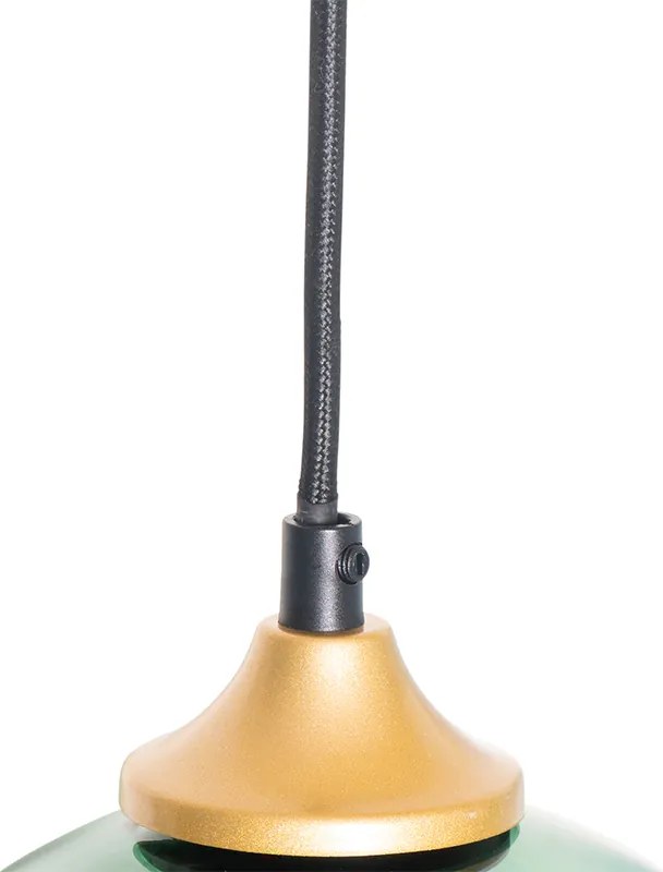 Lampa wisząca mosiądz z niebieskim i zielonym szkłem 8-świateł - Sandra