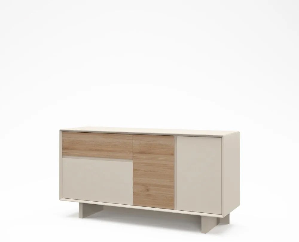 Beżowo-naturalna komoda w dekorze dębu 146x76x45 cm Carpi – Marckeric