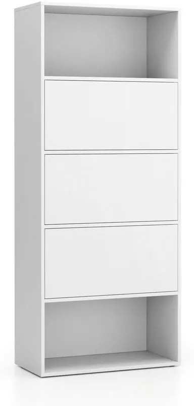 Regał biurowy wysoki LAYERS, 3 schowki, 800 x 400 x 1905, biały