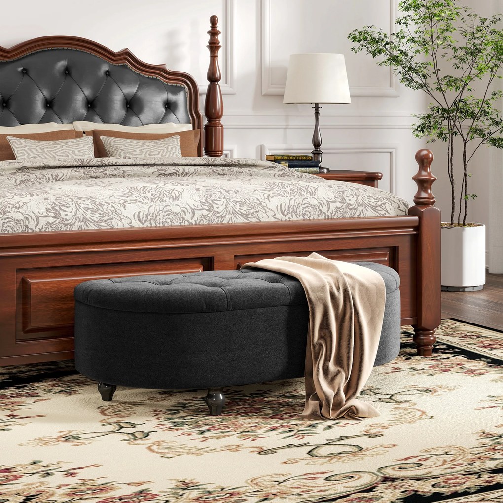 HOMCOM Stołek z Przestrzenią do Przechowywania, 2-w-1, Tapicerowany, Pokrycie Aksamitne, Hydrauliczne Amortyzatory, 120 x 46 x 42 cm, Niebieski