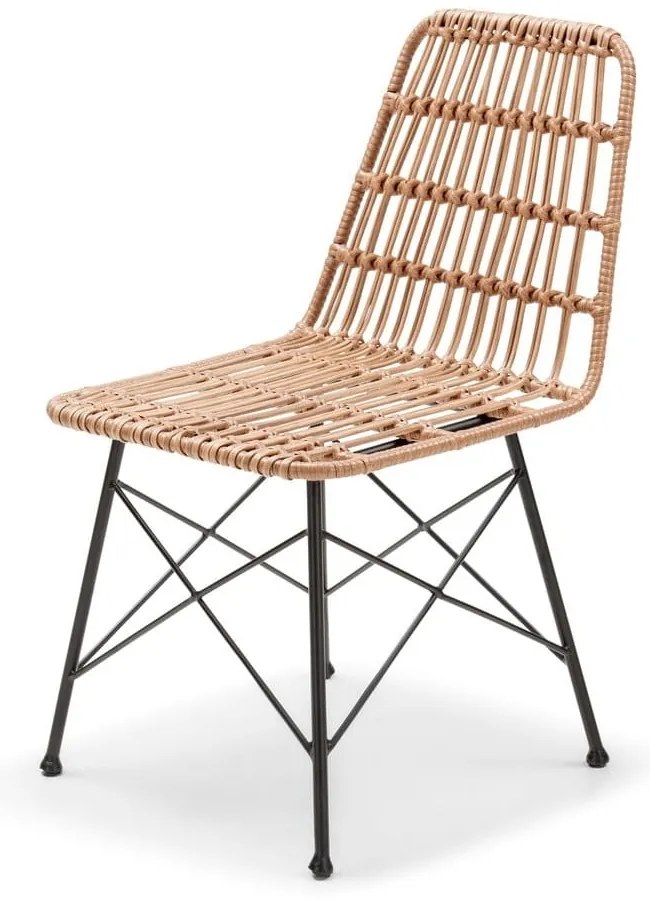 Zestaw 4 rattanowych krzeseł Gabriela i czarnego stołu Strong – Bonami Essentials