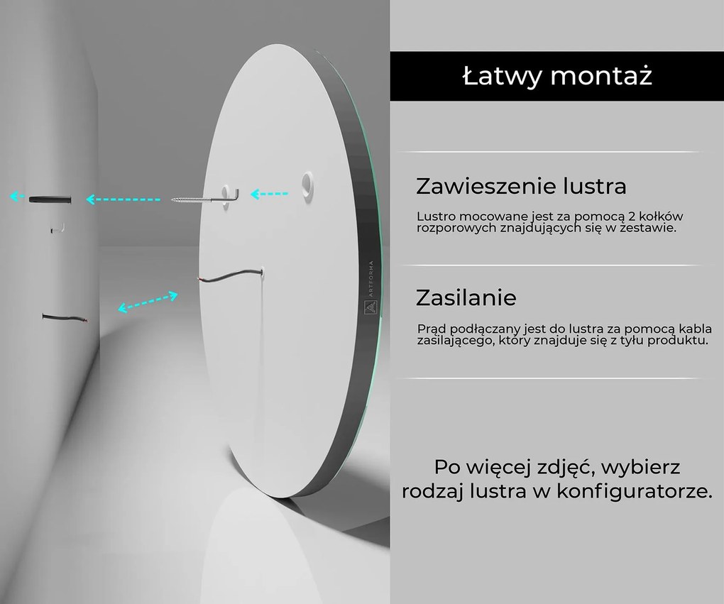 Lustro Okrągłe do Sypialni Podświetlane LED L76