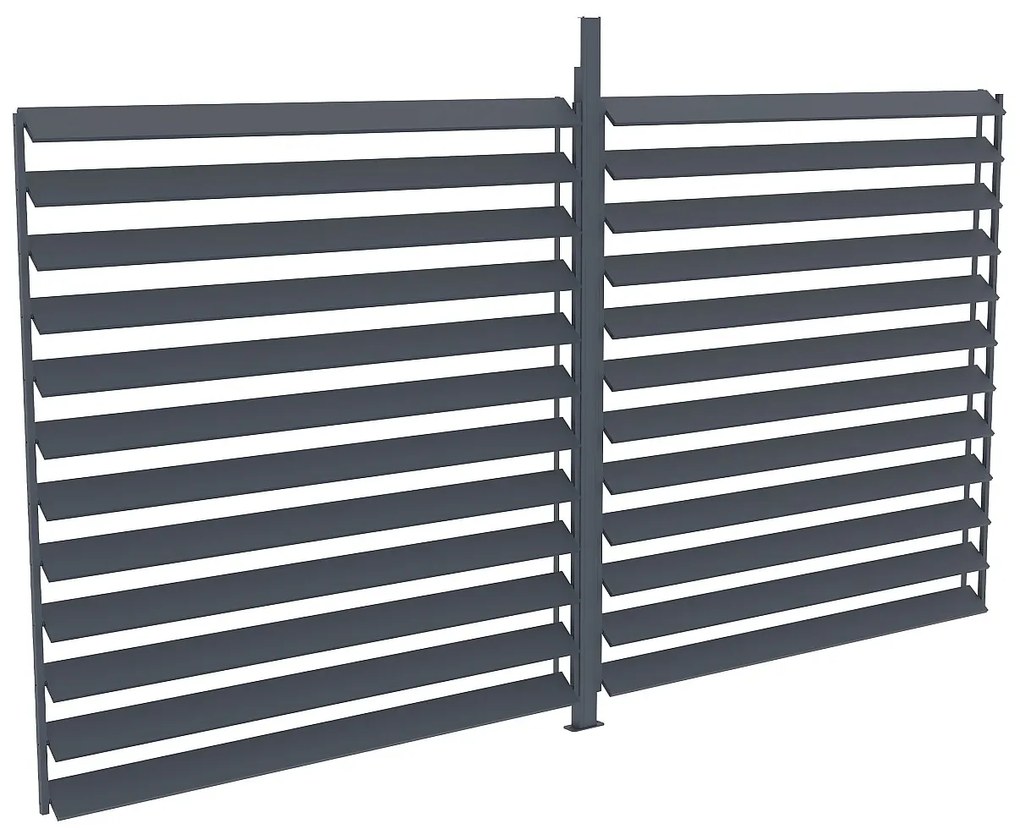 Ścianka do pergoli bioklimatycznej z regulowanym łamaczem światła z antracytowego aluminium - szer. 3,68 x wys. 2,2 m - BOLSENA