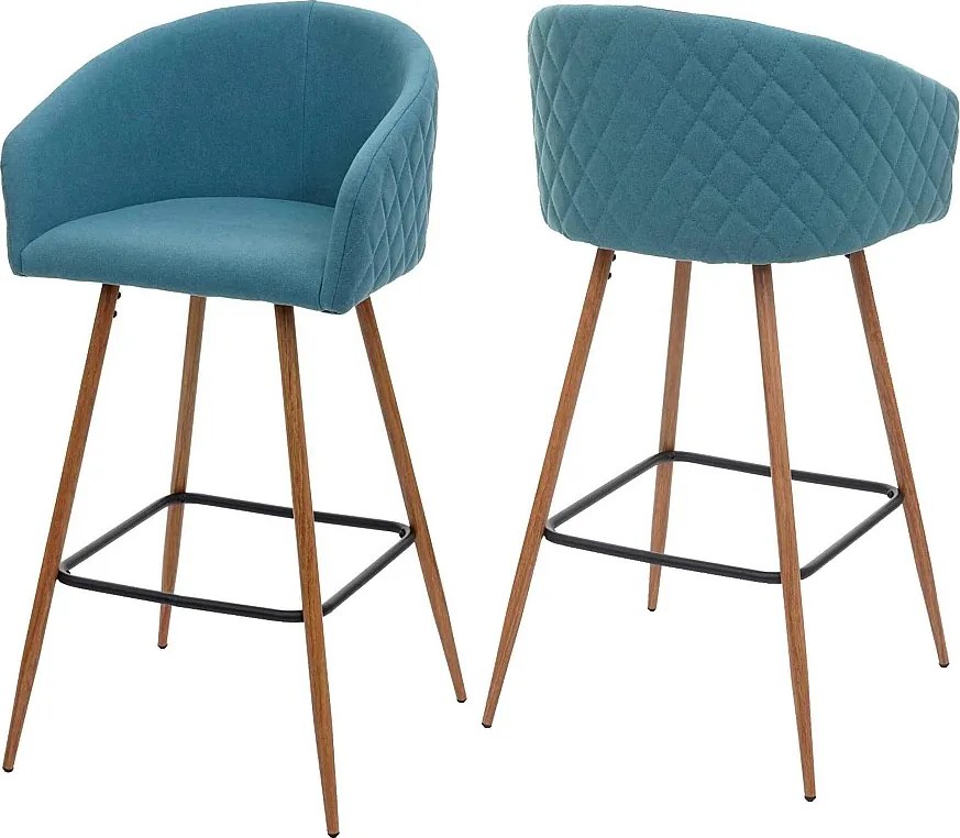 Stołek barowy MCW-D72 (zestaw 2 szt.),  tkanina/tekstylia, turkusowy