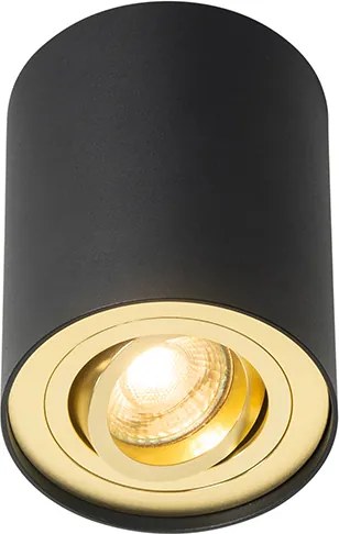 Sufitowy reflektor czarny ze złotem, obrotowy i pochylany - Rondoo up