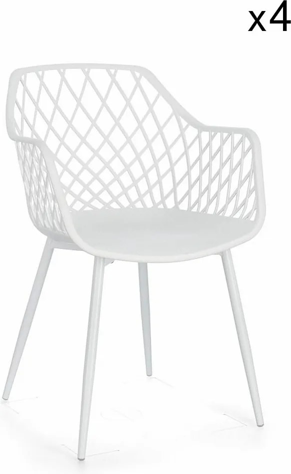 Zestaw 4 białych krzeseł z polipropylenu i stali - OPTIK