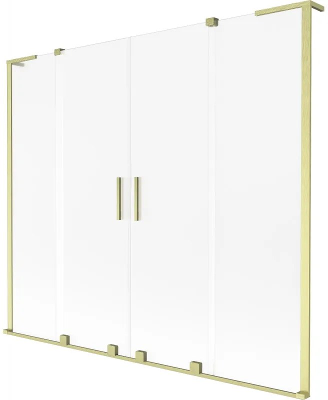 Mexen Velar L Duo parawan nawannowy 2-skrzydłowy rozsuwany 170 x 150 cm, szron, złoty szczotkowany - 896-170-003-32-55