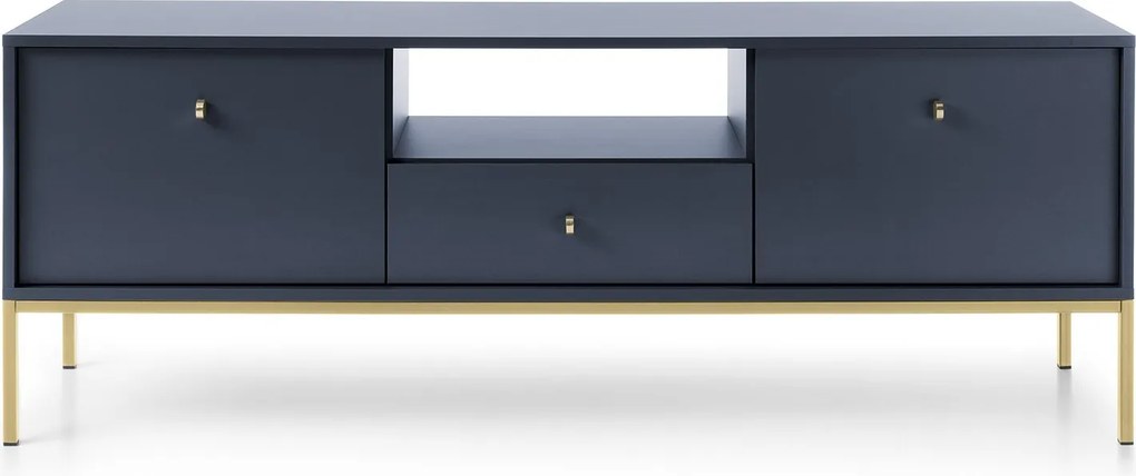 Szafka RTV stojąca MONDO 153,4 cm do Salonu pod Telewizor 1 Szuflada - Odcienie granatowego
