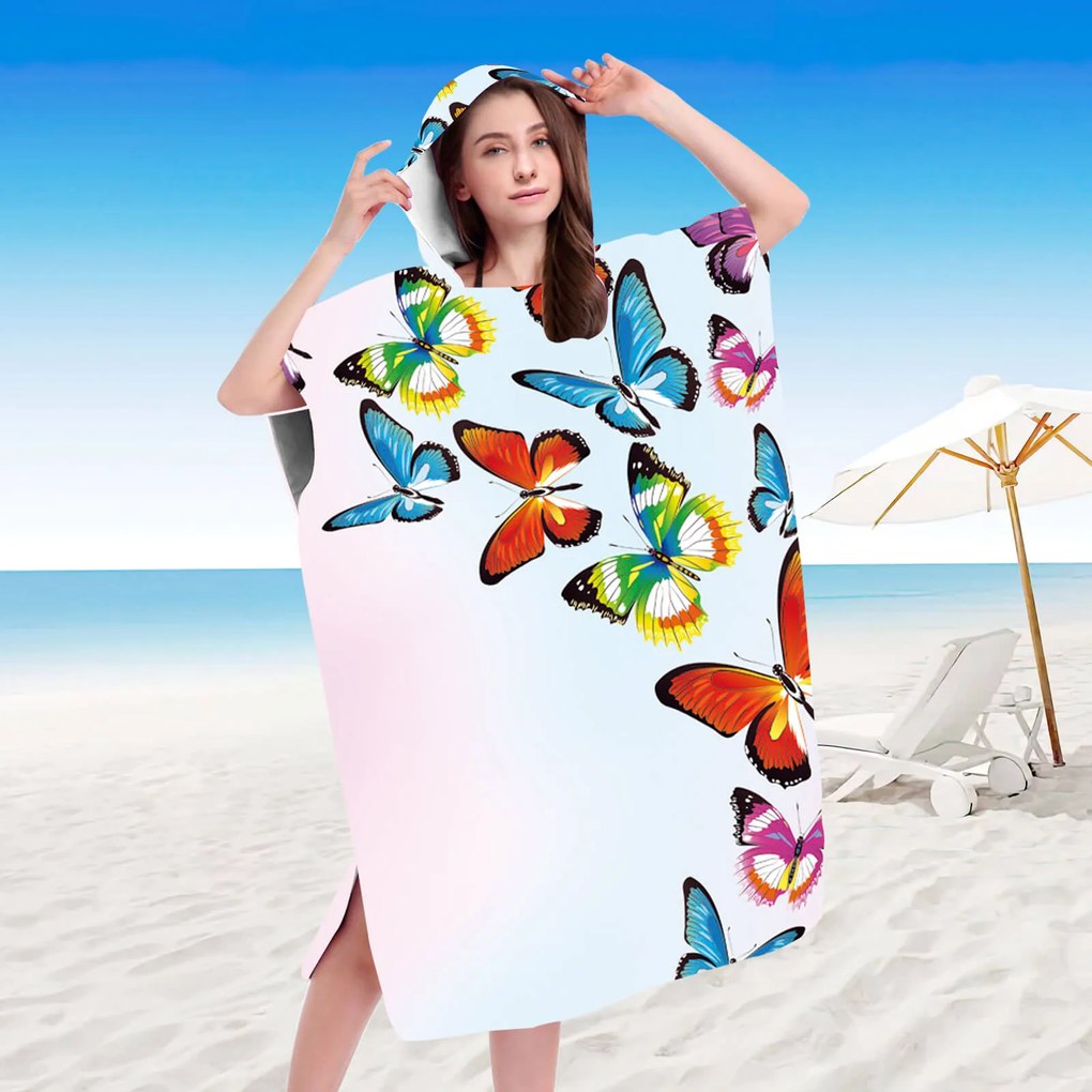 Ponczo plażowe SILMARI kolorowe 80x145 cm