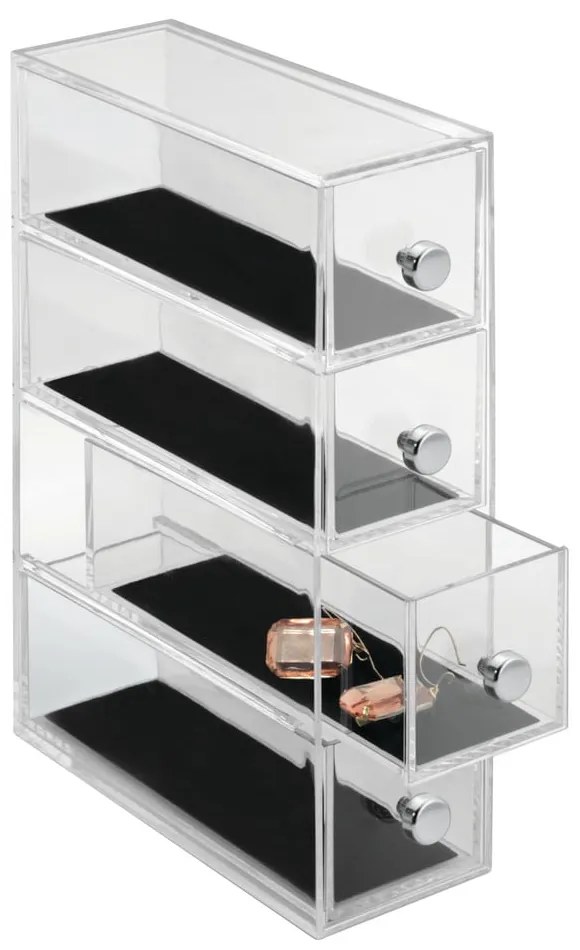 Przezroczysty organizer z 4 szufladami iDesign Clarity, wys. 25,5 cm