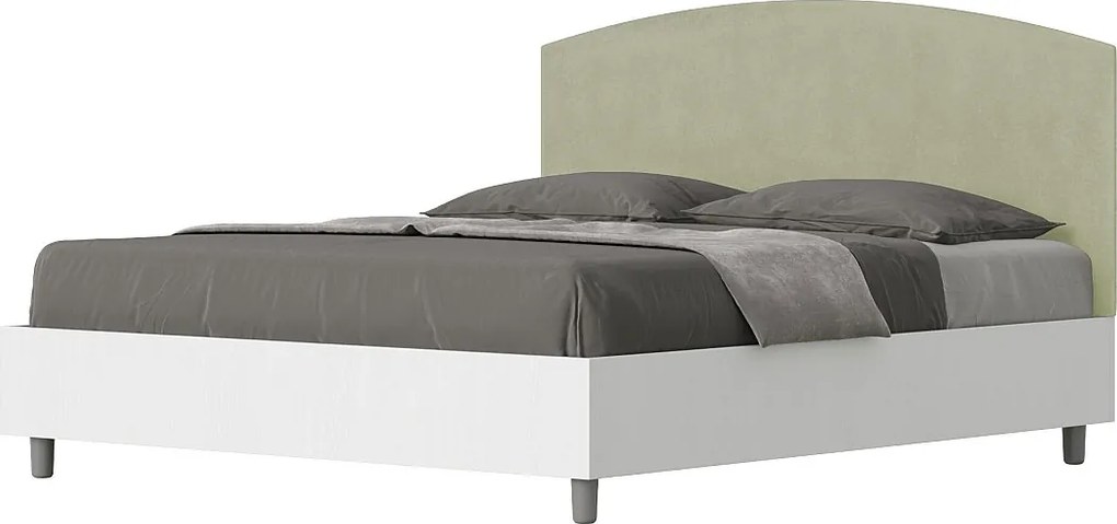 Łóżko bez stelaża 160x200 konstrukcja Frassino biała zagłówek microfibra Zielony Antilia