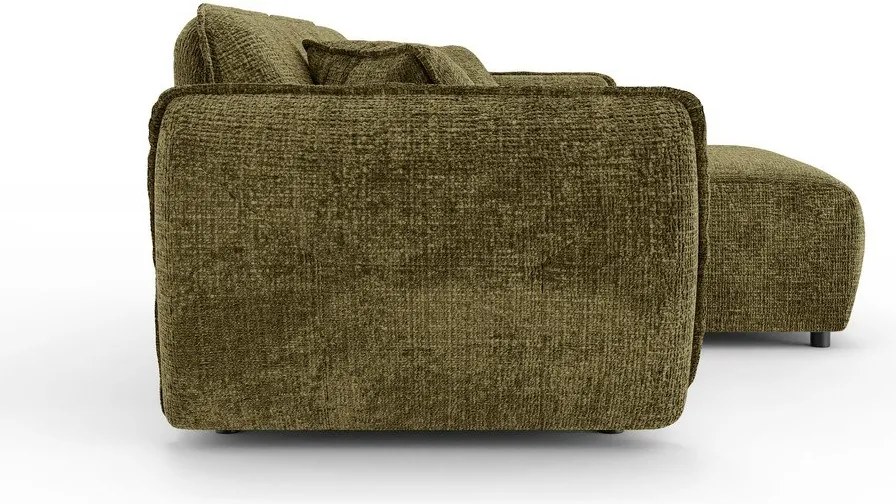 Zielony narożnik z tkaniny szenilowej (prawostronny/z szezlongiem) Nelia – Ropez
