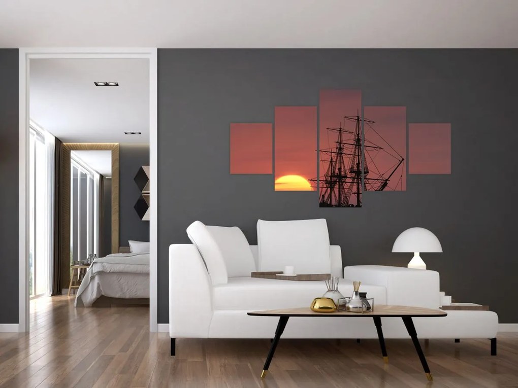 Obraz - Średniowieczny statek (125x70 cm)